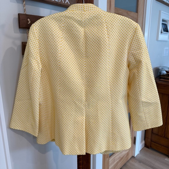 Talbots 2-Piece Set Cotton Stretch Yellow Dot Jacquard Blazer & Skirt Sz 12 EUC - Picture 4 of 15